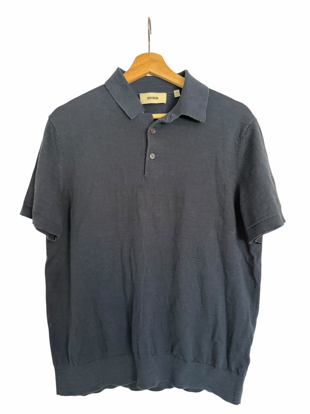 Buck Mason Avalon Knit Polo Mens Medium Navy Blue Cotton Sweater Polo